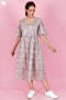 Mulmul Cotton Gathered Dress In Block Print